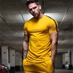 2019 футболка с коротким рукавом, облегающий одноцветное цвет для мужчин простая безрукавка круглый вырез горловины в полоску эллиптический