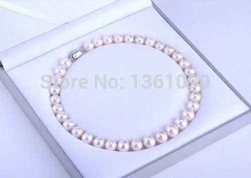 

000610 12-14MM NATURAL SOUTH SEA GENUINE WHITE ROUND PEARL NECKLACE PERFECT AA+