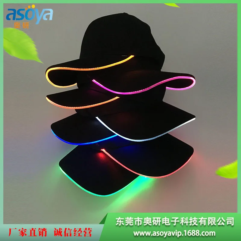 

LED Light Flash Headlight Baseball Cap New Fashion LED Lighted Glow Club Party Black Fabric Traveling Hat Baseball Cap Headlamp