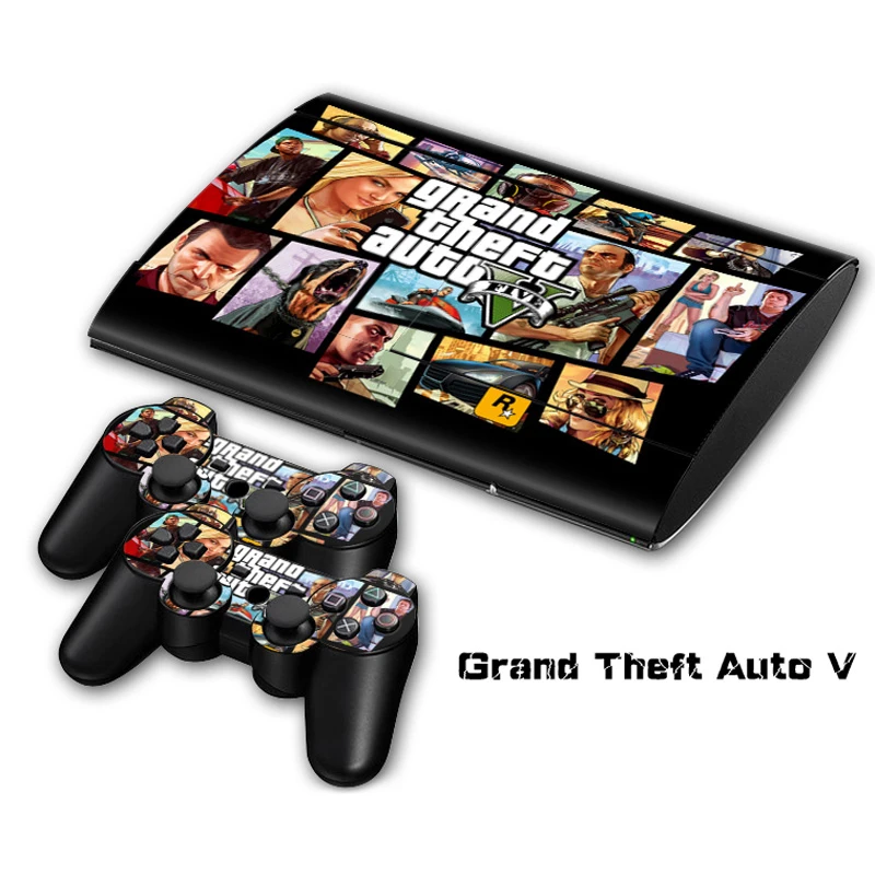 Grand Theft Auto V GTA 5 наклейка на кожу для PS3 Slim 4000 playstation 3 консоль и контроллеры для PS3 Skins Наклейка виниловая