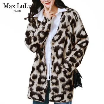 

Max LuLu 2019 Winter Korean Fashion Style Ladies Punk Clothes Womens Leopard Knitted Sweaters Casual Thicken Cardigans Plus Size