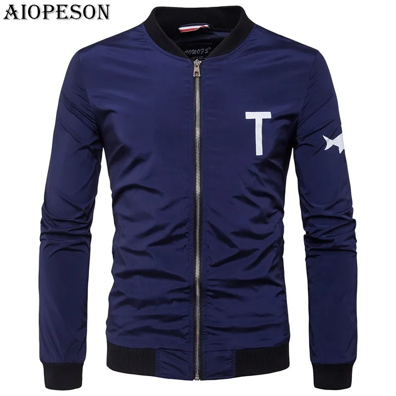 

AIOPESON 2018 New Spring Brand Mens Jacket Solid Slim Fit Print Jackets Casual Business O-Neck Pattern Jacket Men Plus M-2XL
