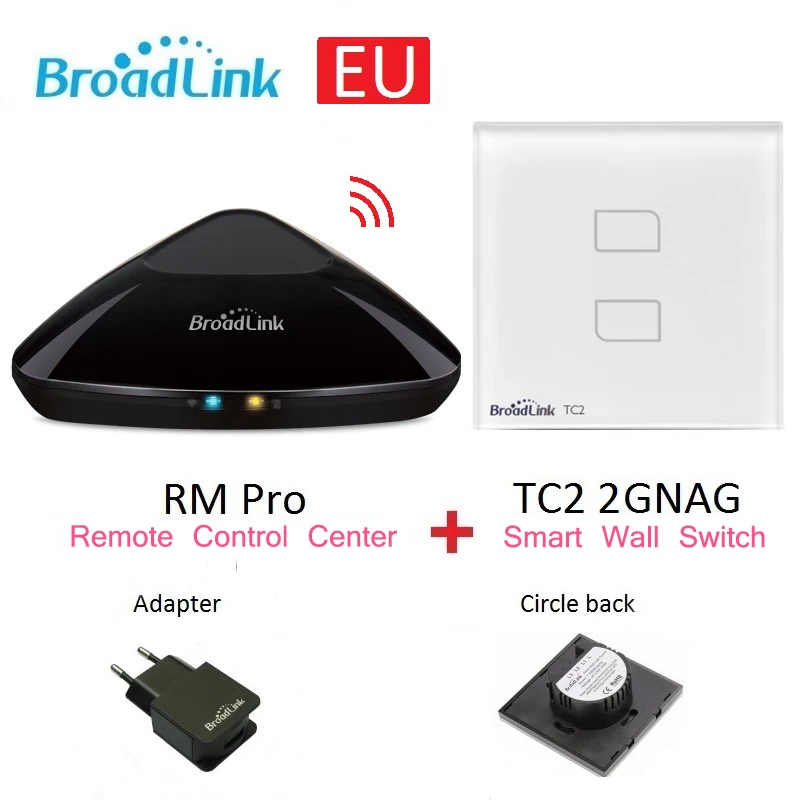 Broadlink RM Pro Universal wireless remote controller+TC2 EU 2gang Wall Switch S