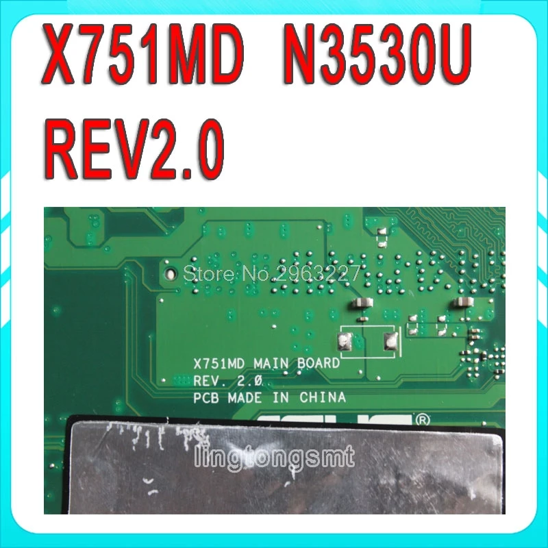 X751MD материнская плата REV2.0 GT 820M N3530 для ASUS X751MD материнская плата для ноутбука X751MD материнская плата X751MD тест материнской платы ОК