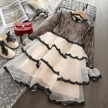 

Baby Kids Lace Cake Long Sleeve Dresses, Princess Girls Fashion Fall Dress 5 pcs/lot,Wholesale