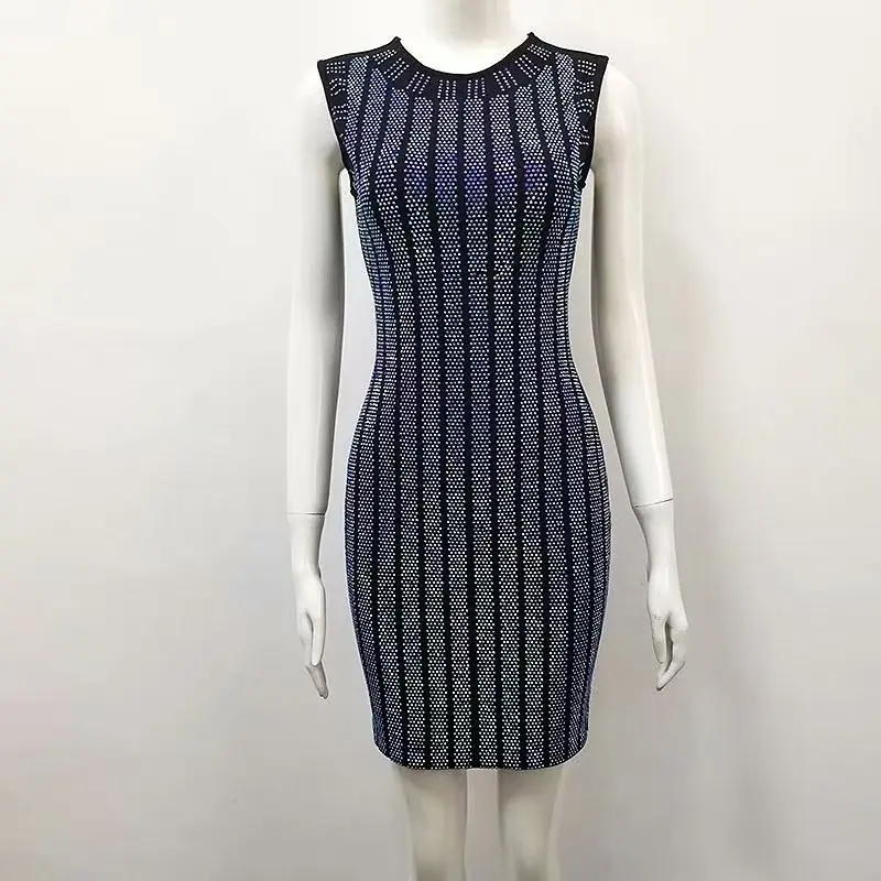 

New Bodycon Sexy Summer Dress Vestidos Luxury Sequined Dresses Women Sleeveless Night Out Club Evening Party Dress