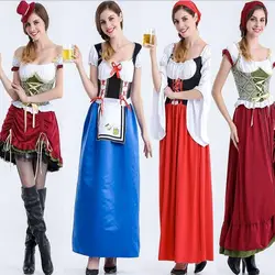 Для женщин Dirndl немецкий, баварский Октоберфест пиво костюм девушки Wench костюмы горничной Дамы Необычные платья вечерние карнавальный наряд