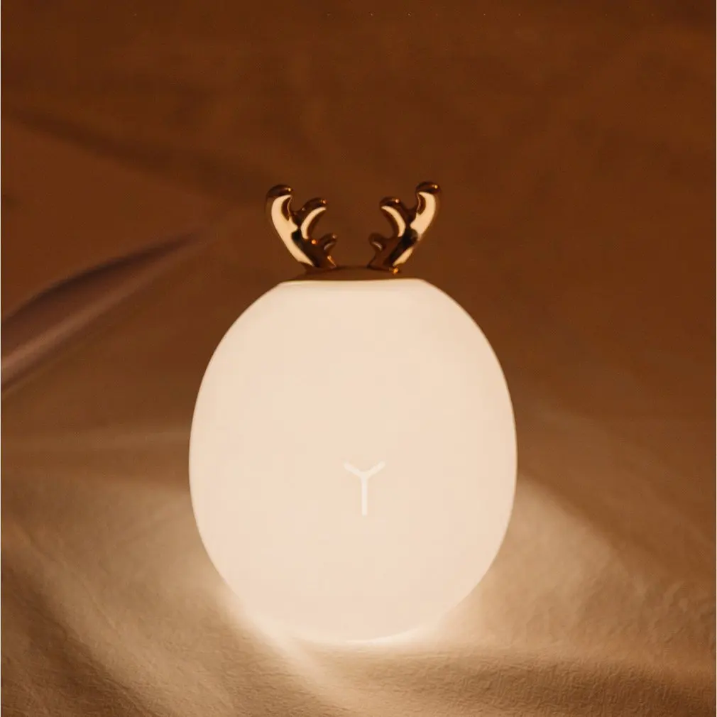

1W Cartoon Cute Deer Bunny Silicone LED Night Light USB Charging Touch Sensor Light Pats Atmosphere Table Lamp