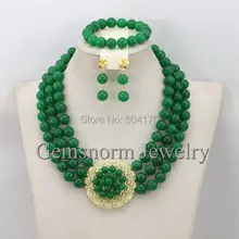 Великолепный нигерийский зеленый камень Африканский бисер ювелирный набор новейший дизайн невесты подарок Ювелирный Набор GS841