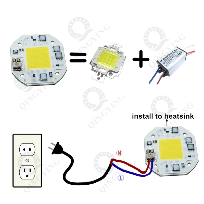 5 шт./лот AC100V-240V 20 W 30 W 50 W высокой Мощность светодиодный COB чип источник света интегрированной смарт-ic драйвер полный спектр теплый белый