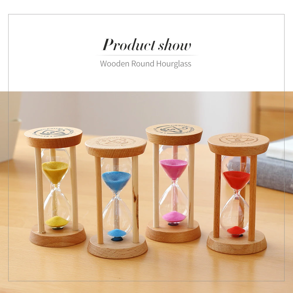 

For Teeth Gadget Hourglass Toothbrush Shower Sand Timer 3 Minutes Sand Clock Round Watch Glass Wood Timer Wedding Favors