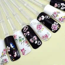 6 шт./лот 3D клей для ногтей Переводные картинки Украшение для ногтей инструменты для ногтей Красота Бабочка цветок лук сердце дизайн