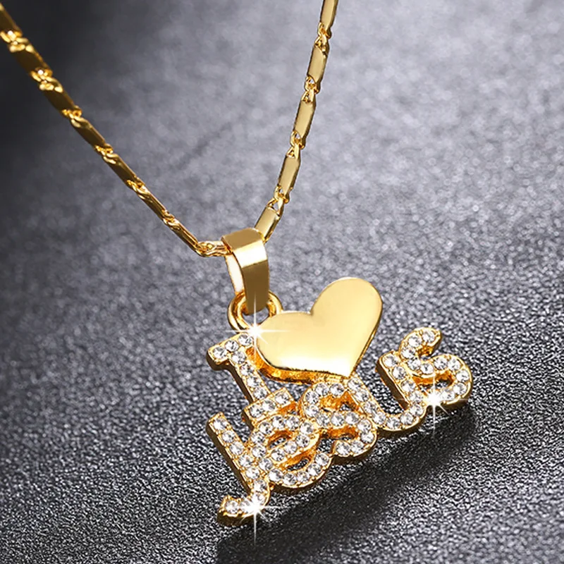 Хип-хоп Bling лед из золотой Цвет Jeusu частей Подвесные Ожерелья Для мужчин женщин