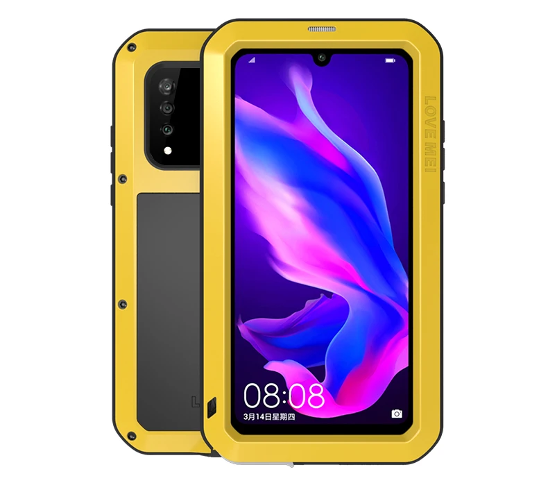 Для huawei P30 удобный телефонный футляр LOVE MEI роскошный Алюминий металлический бронированный противоударный чехол Водонепроницаемый прочная Обложка Горилла Стекло пленка