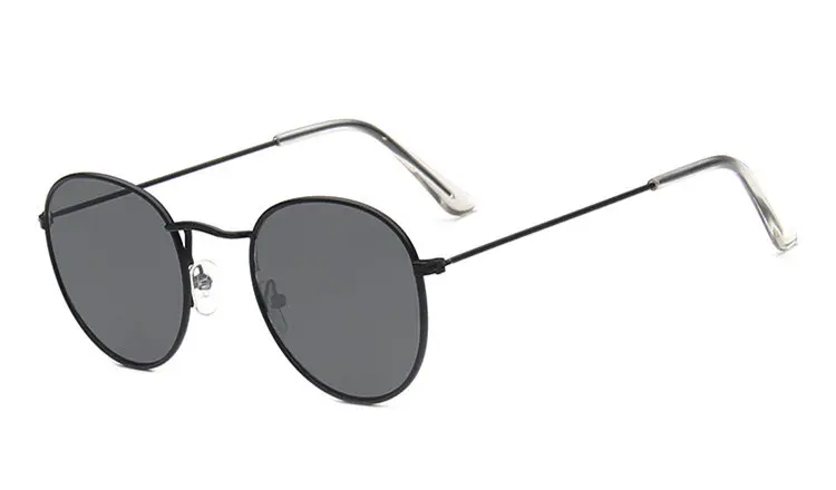 Женские круглые солнцезащитные очки, классические круглые очки, ретро светоотражающие розовые солнцезащитные очки - Цвет линз: Black Gray
