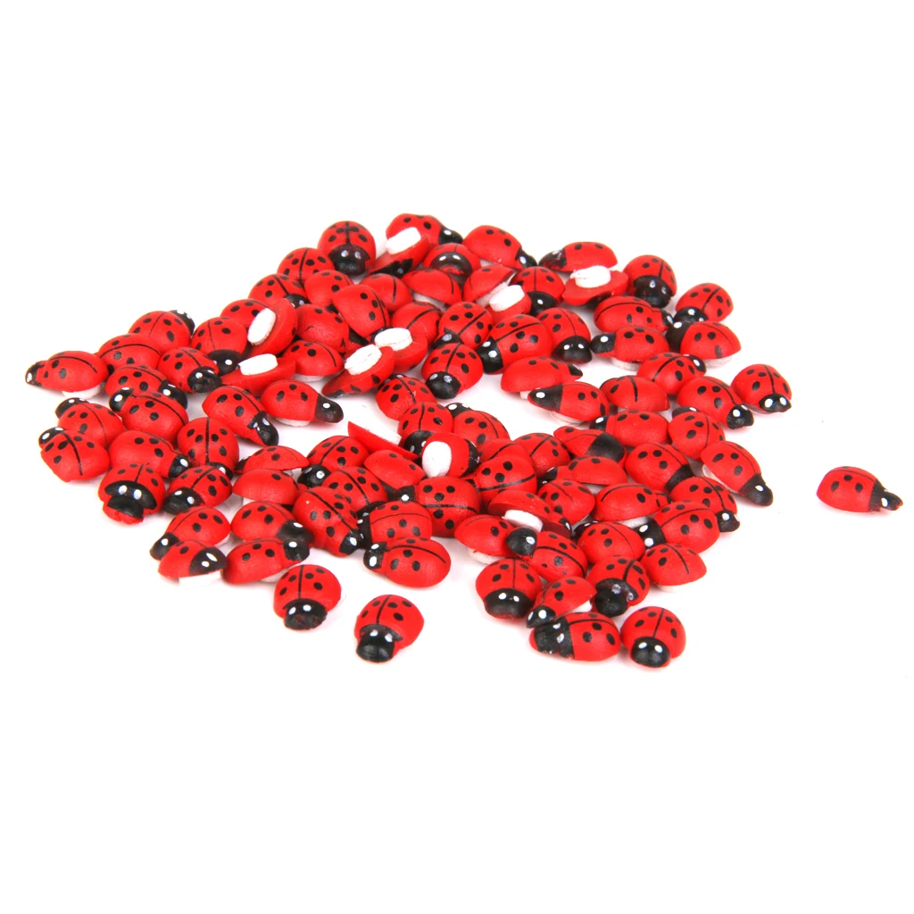 100x Miniature Dollhouse Bonsai Craft Garden Landscape Wooden Ladybug Decor