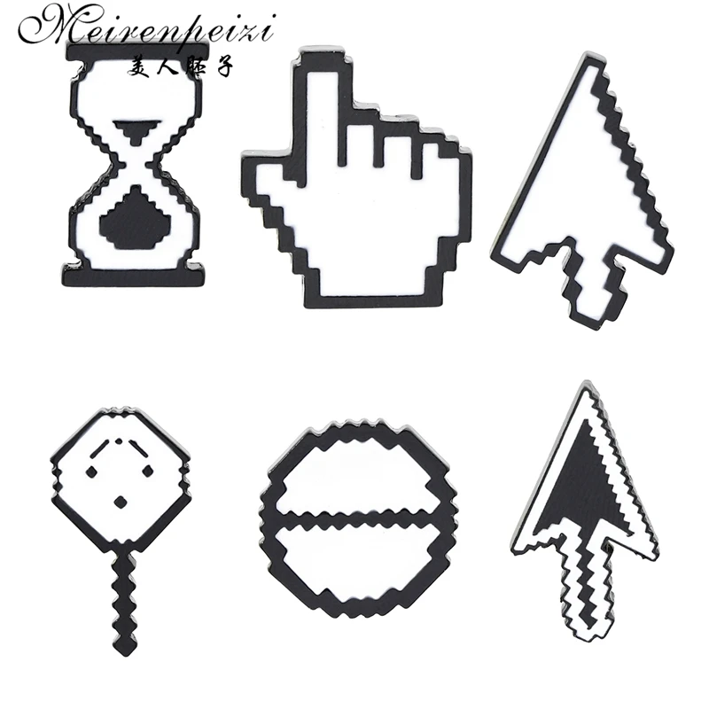 

Cursor Enamel Pin White Window icon Arrow/Hand Cursor Lapel pin Brooch Computer Cursor Brooches Badges for friends women men