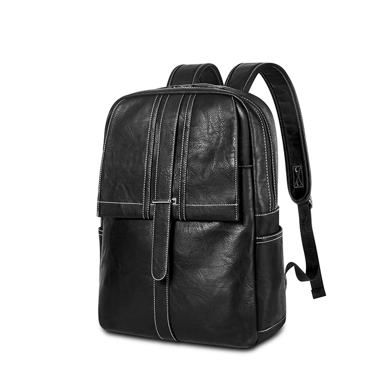

Fashion men school backpack High quality PU men leather backpack for 14" laptop large capacity waterproof black male backpack