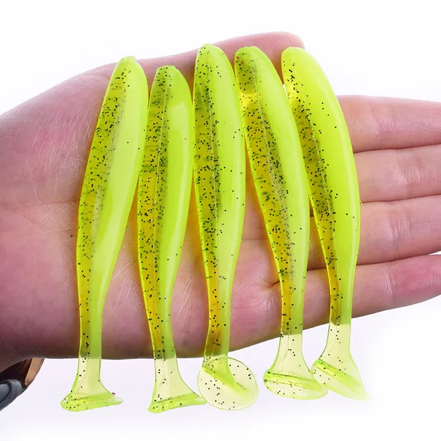 Proleurre Shad Worm Soft Bait 95mm 75mm 50mm T Tail Jigging Wobblers Fishing Lure Tackle Bass Pike Aritificial Silicone Swimbait H