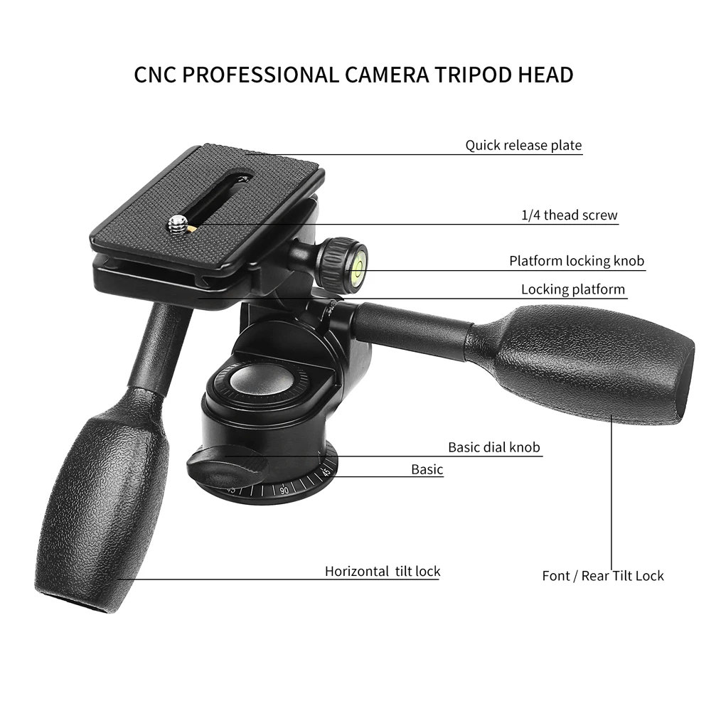 Снимать двойная ручка Алюминий Камера шаровая Головка для штатива-трипода из 3-ходовая рулевая колонка для цифровой зеркальной камеры Canon Nikon DSLR видео нагрузка 10 кг