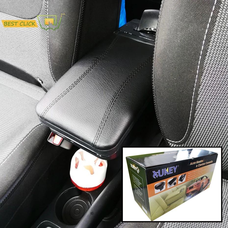

XUKEY For Renault Captur 2013 - 2017 Central Console Leather Black Armrest Box Ashtray