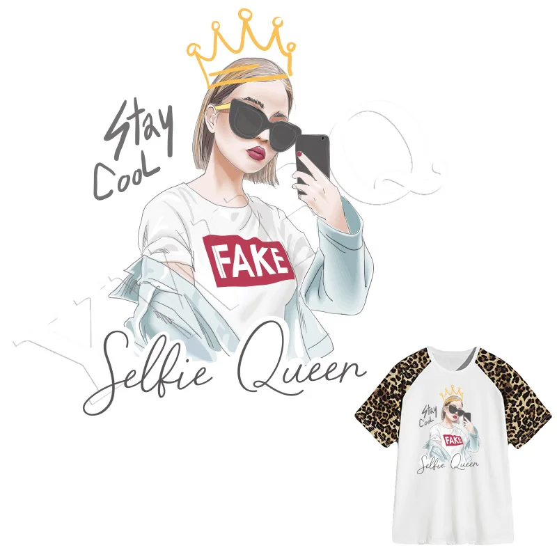Наклейки для одежды сделай сам нашивки Queen Girl термоприклеивающиеся Аппликации
