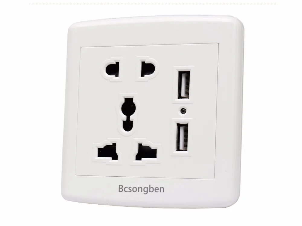 Bcsongben стандарт 2.1A USB настенная розетка для дома, настенное зарядное устройство, 2 порта, USB розетка, зарядное устройство для телефона, белая розетка для Великобритании