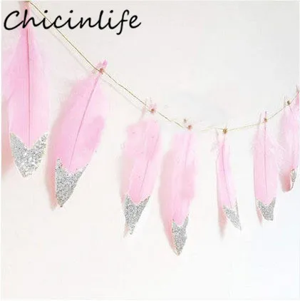 Chicinlife 2 м гусиное перо гарлан баннер для новобрачных, вечеринка в честь новорождённого спальни дома стены свадьбы Teepee вечерние предметы для украшения дня рождения - Цвет: 2
