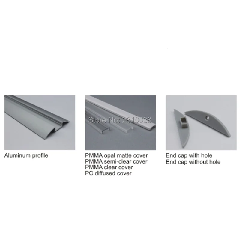 50 x 1M Sets/Lot flat aluminum profile for led light and semilunar led channel for Kitchen or led Cabinet lamp