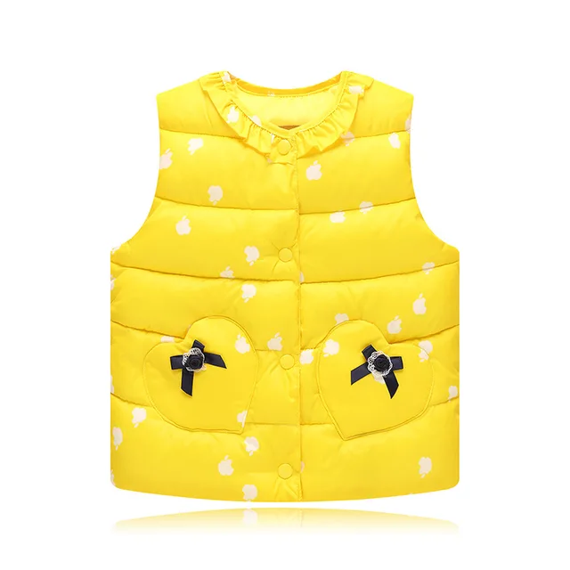 Cute Print Children's Vests Girls Sleeveless Outerwear Jackets Cotton