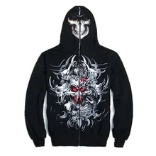 Демисезонный для мужчин's череп с красными глазами печатных световой толстовки с капюшоном на молнии череп маска флисовая толстовка плюс размеры пальто SSW95