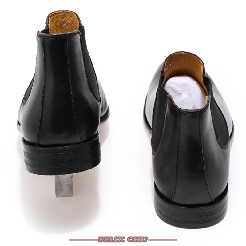 Роскошная дизайнерская обувь Туфли-Челси высокий класс для мужчин сапоги британский стиль слипоны черная обувь сапоги мужские кожаные туфли ручной работы
