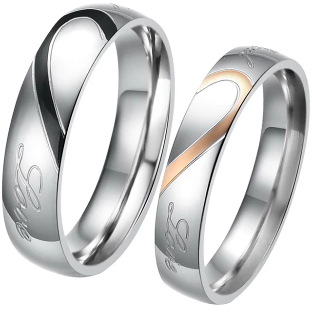 Matching Heart 316l Stainless Steel Wedding Rings For Men Matching Heart 316l Stainless Steel Wedding Rings For Men Women Promise Real Love