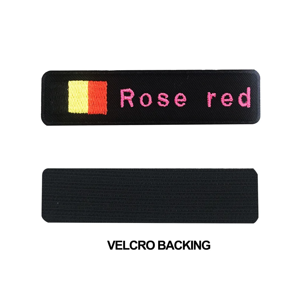 Пользовательские флаг Бельгия имя патчи персонализированные железные на крючок подложки - Цвет: Rose red velcro
