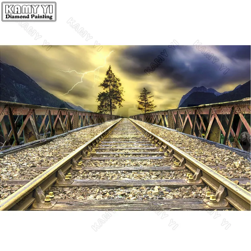 

3D Rhinestone Painting Crystal Home Decor DIY Diamond Painting Cross Stitch "Track Light" Pattern Diamond Embroidery Crafts