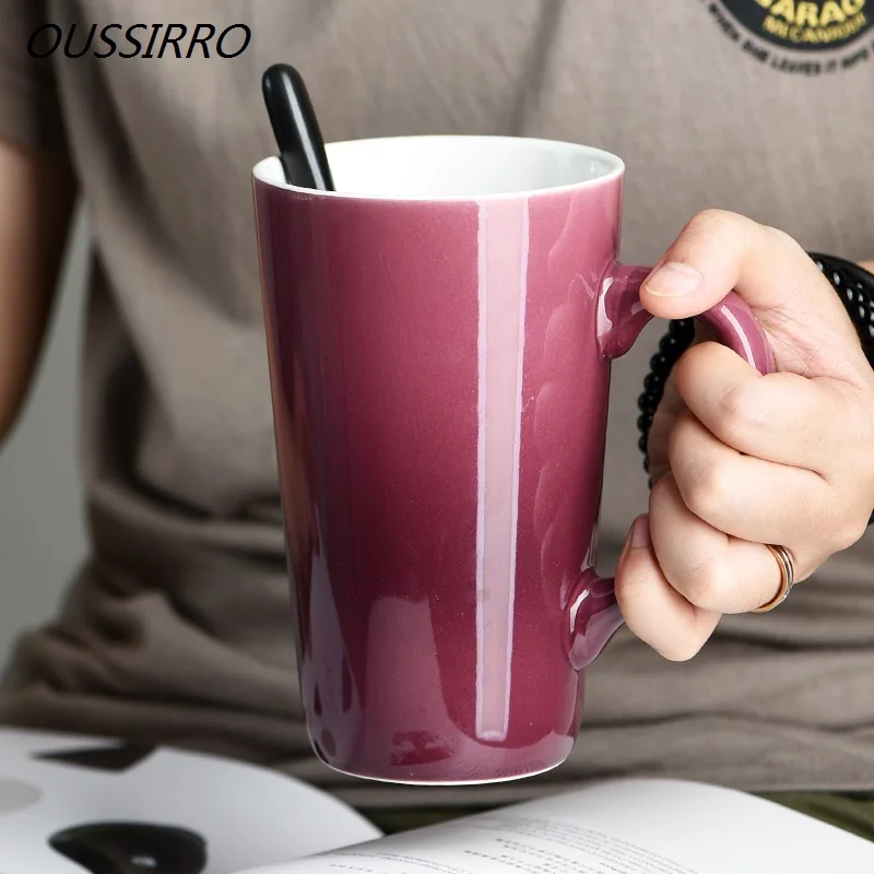 

Gradually Changing Color Mug Ceramic With Lid With Spoon 520ml Creative Fashion Couple Mug Coffee Cute Breakfast Cup Unique Gift