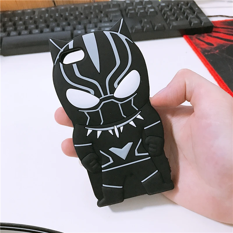 

3D Cartoon Black Panther Case For iPhone X Cases Super Hero Soft Silicone Cover for iPhone 8 7 Plus 6 6S XS MAX XR SE 5 5S