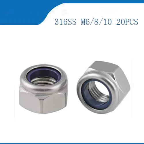 Free shipping Lock nuts 316 Stainless steel Standard nylon lock nut