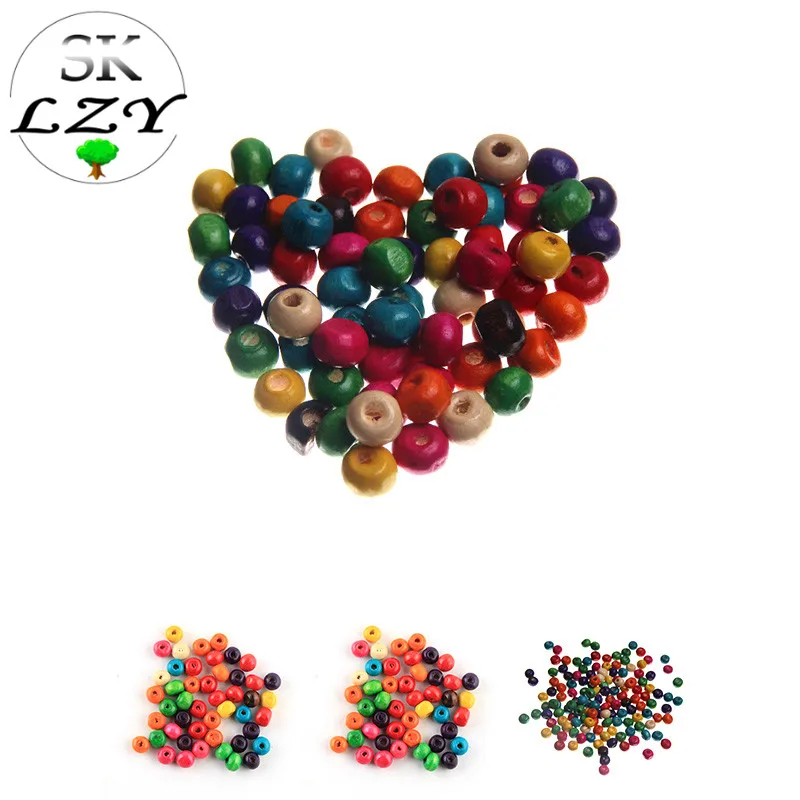 

600PCS Candy Color Small Wooden Beads DIY Mixed Round Wooden Partition Jewelry Handmade Accessories 6x5mm