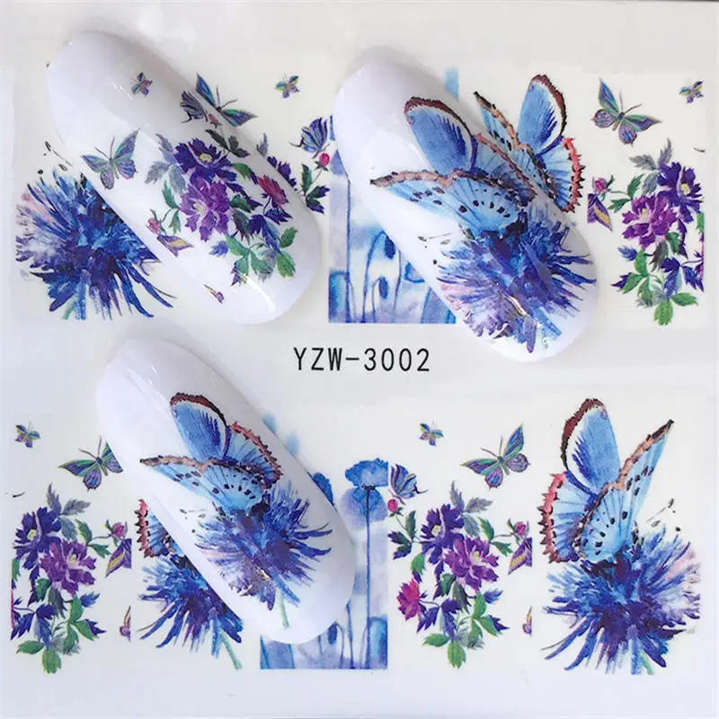 FWC 1 узоры цветок Дизайн ногтей Водные Наклейки переводные наклейки Маникюр украшения для ногтей - Цвет: YZW-3002