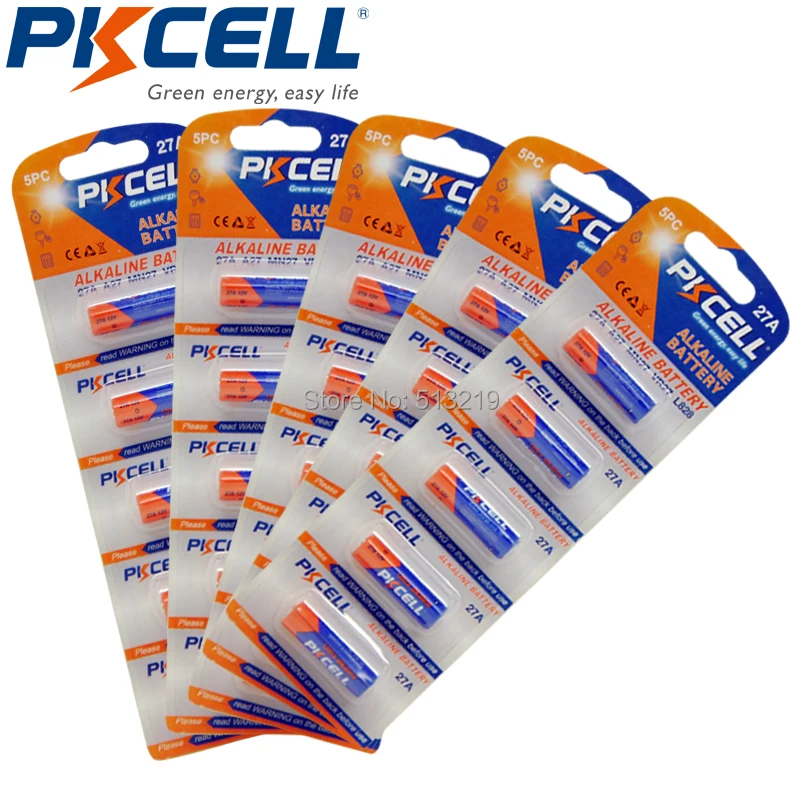 

25Pcs/5Card 12V 27A 12V MN27 27A A27 L828 Alkaline Battery For laser pointers, remote control toys and devices