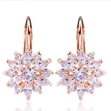 Anenjery, изысканные ледяные цветочные серьги, AAA кубический циркон, кристалл, серьги-гвоздики для женщин, Bijoux Brinco T-E04