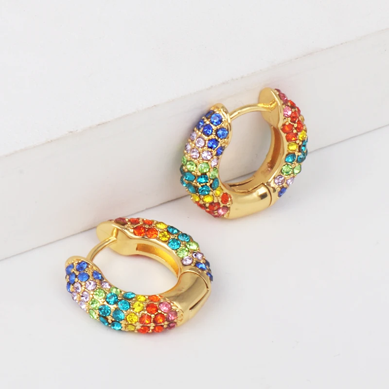 

2019 silver lovely girl's earring gift gold cz bar skinny rainbow earrings bar classic minimal charming earrings hoop women