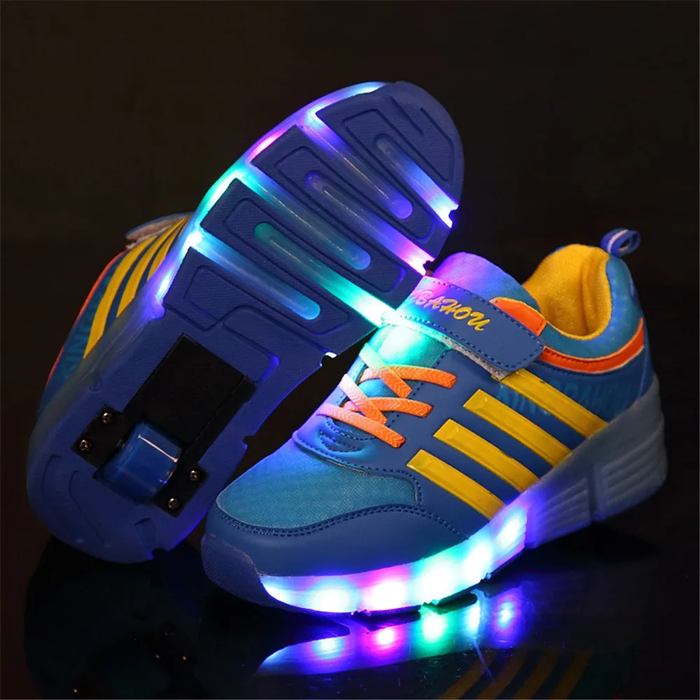 

2018 Heelys New Design Causal Sneakers with Wheel Boy Spring Roller Skate Shoes Girl Snakes EU28-37
