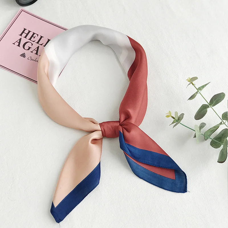 

2019 Summer Silk Scarf for Women Colorful Print Ribbon Skinny Chiffon Scarfs Female Chiffon Silk Scarf Bohemian Ethnic 70*70cm