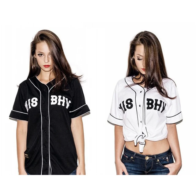 2018-2019 New / Women Baseball Jersey Hip Hop Shirt Men Women Baseball Shirt Black And