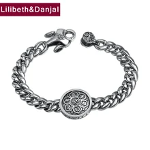 Для мужчин браслет с буддийскими шармами 925 настоящий серебристый буддист с сутрой сердца Вращающийся Жесткий Браслет Подарочный ювелирный FB22