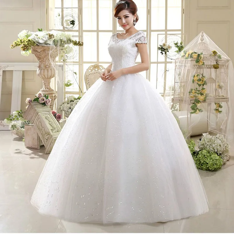 bridal dresses Popodion Sexy Lace Backless Bride Ball Gown Wedding Dress Women Bandage Cheap Wedding Dresses WED90129 ball gown wedding dress