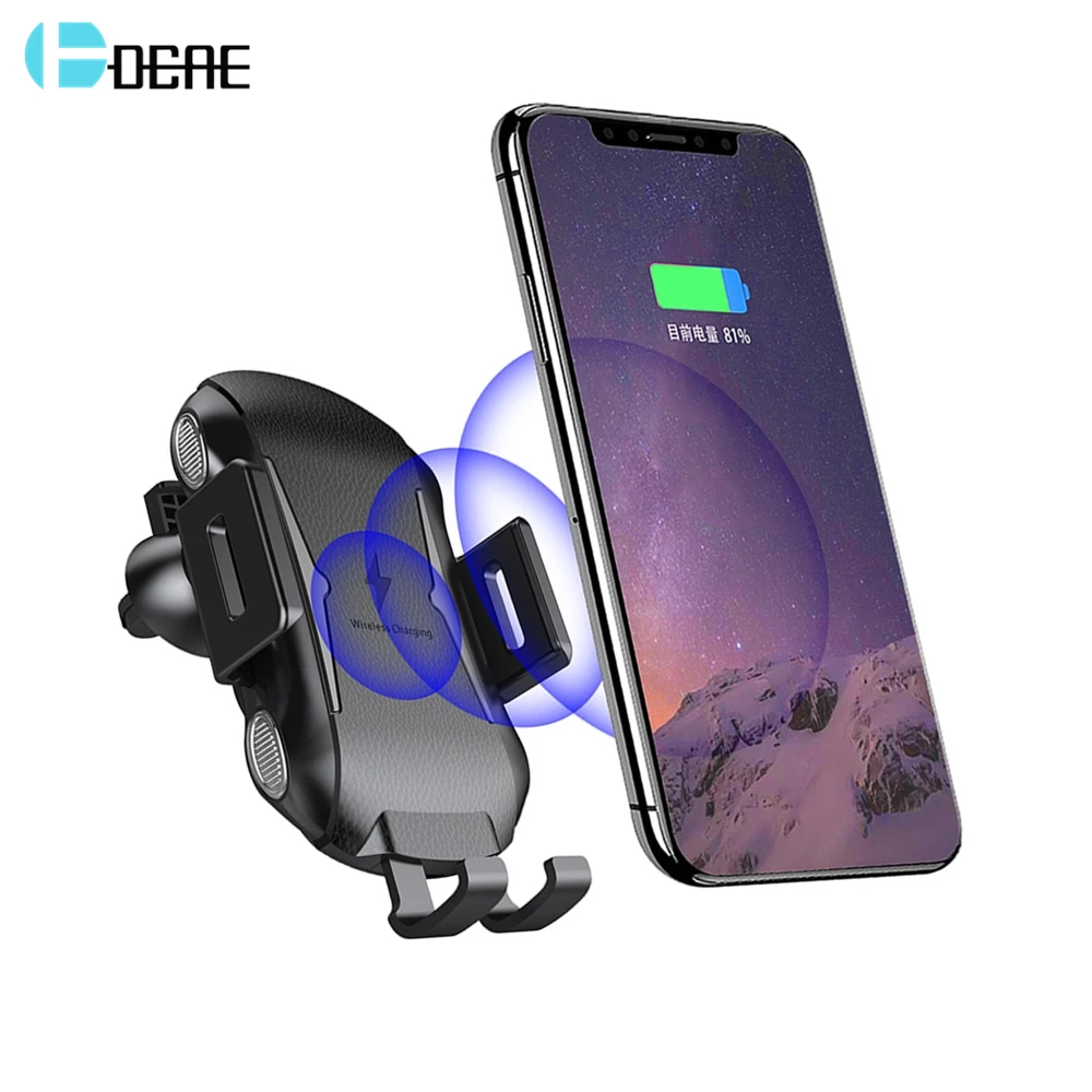 

DCAE Qi Car Wireless Charger for iPhone XS Max XR X 8 Plus Samsung S9 S8 Automatic Fast Wireless Charging Car Phone Holder Stand