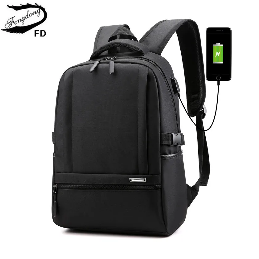 FengDong waterproof school bags for boys usb book bag teen girl school backpack schoolbag kids back pack laptop bags for men